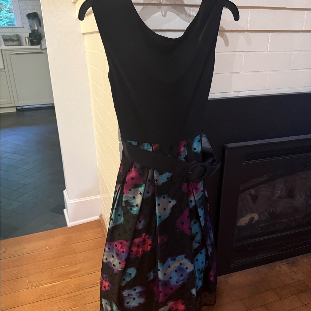 Eliza J Black and Multicolor Midi Dress